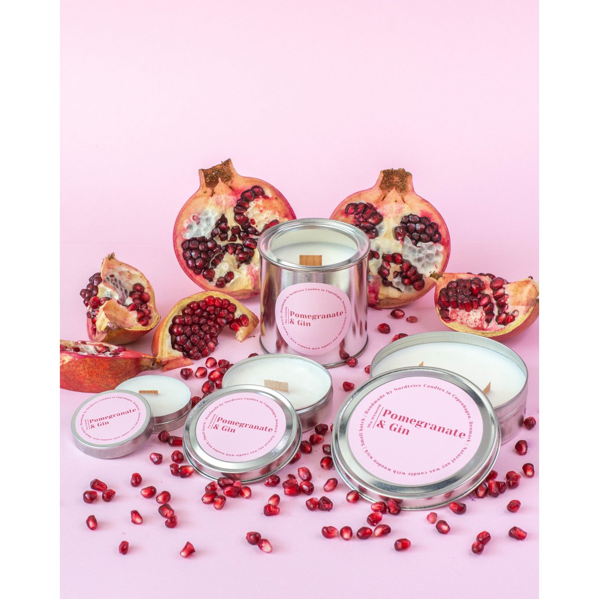 Mini scented soy candles, Pomegranate & Gin