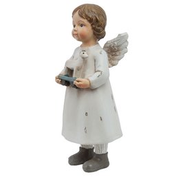 Bild Angel 6x5x14 cm Weiße Polyresin Weihnachtsdekoration
