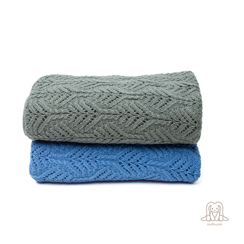 Baby Blanket | FAN KNIT | Moss Green