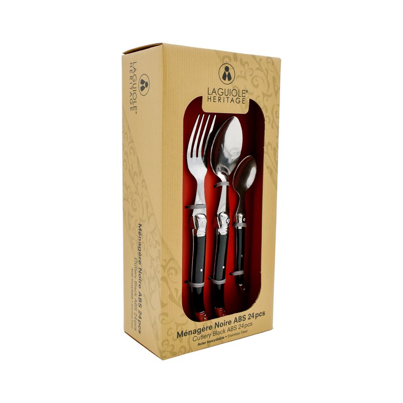 Ménagère Laguiole HERITAGE - Manche Noir ABS – 24 pièces