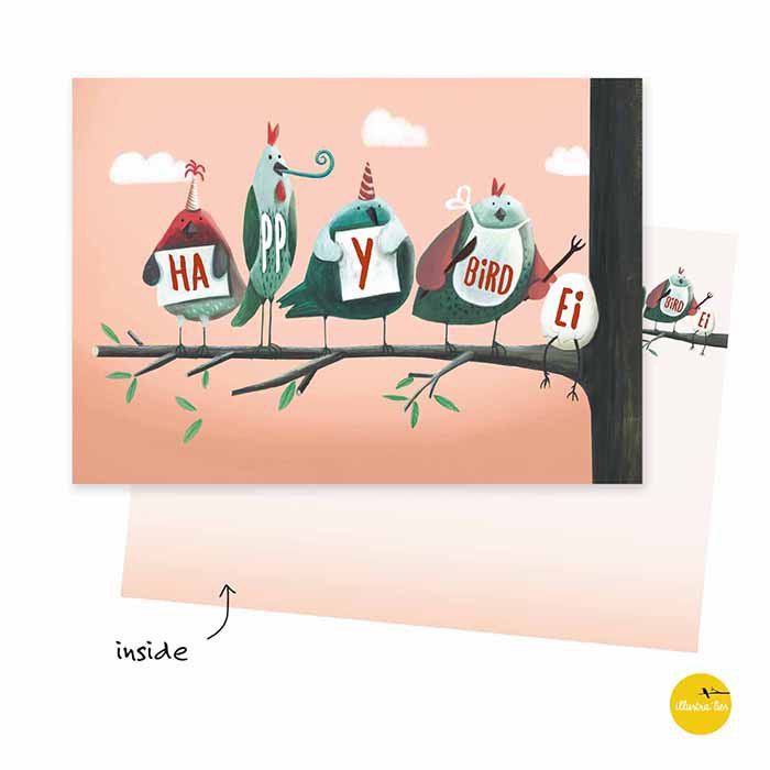 Carta di auguri Happy Bird Egg (piegato)