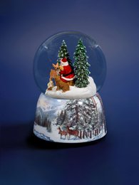 Gentil Santa snekugle – glas julesnekugle, musikalsk snekugle med julemand og skovdyr