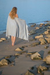 Toalla de Hammam Fouta Waffle Rayas - Gris Claro - 100x200cm