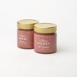 Honey with cranberries, a sweet and tart combination in a jar. Available in multiple sizes.