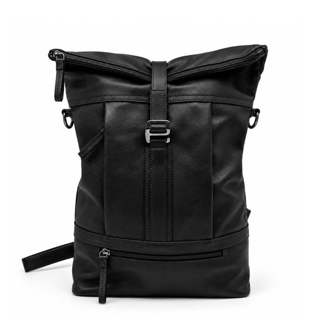 Rolltop rygsæk rygsæk Leder sort