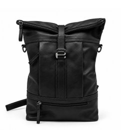 Rolltop Backpack RucksAck Leder Black