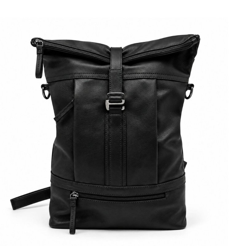 Rolltop rygsæk rygsæk Leder sort
