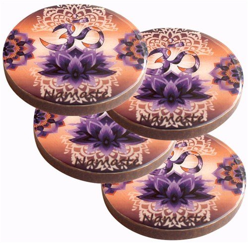 Om Lotus Wood Coaster Set of 4