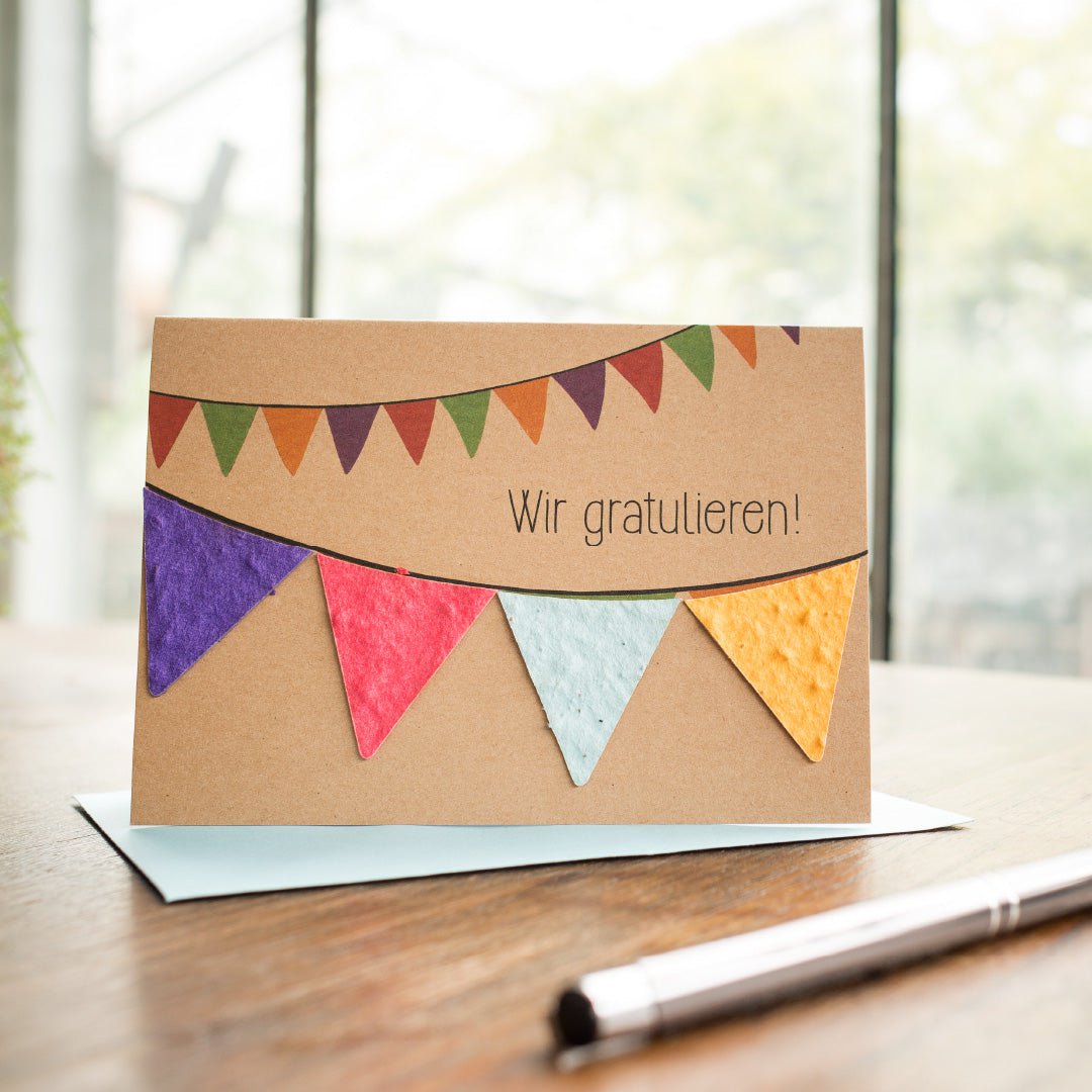 Grußkarte - Wir Gratulieren Wimpel