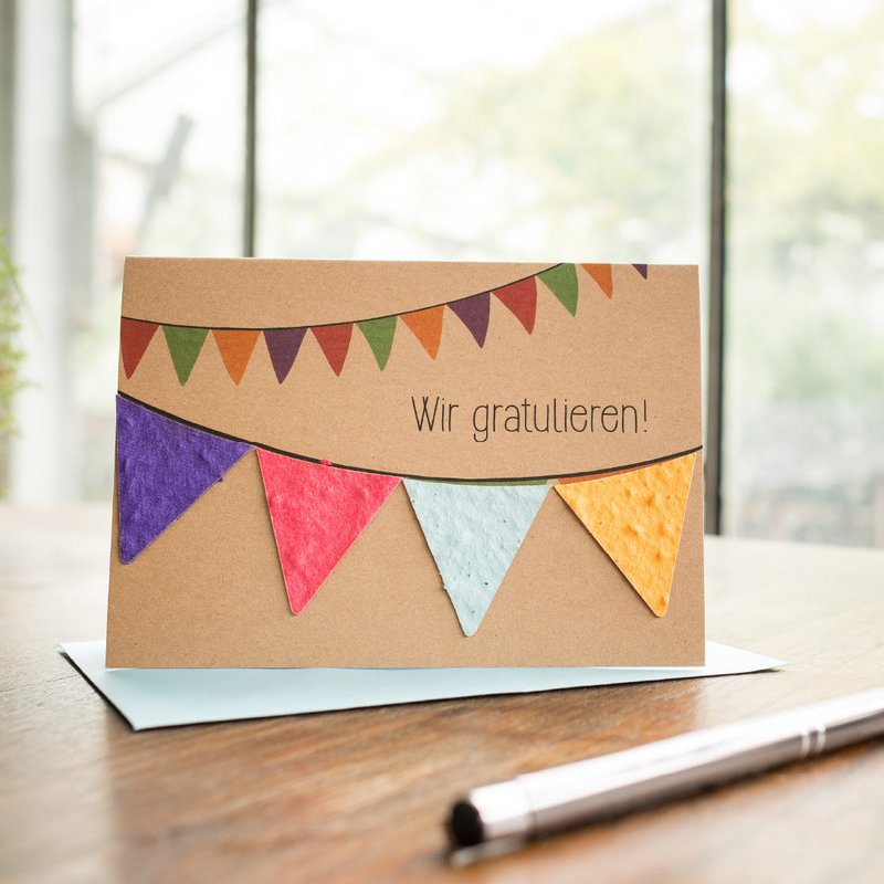 Grußkarte - Wir Gratulieren Wimpel