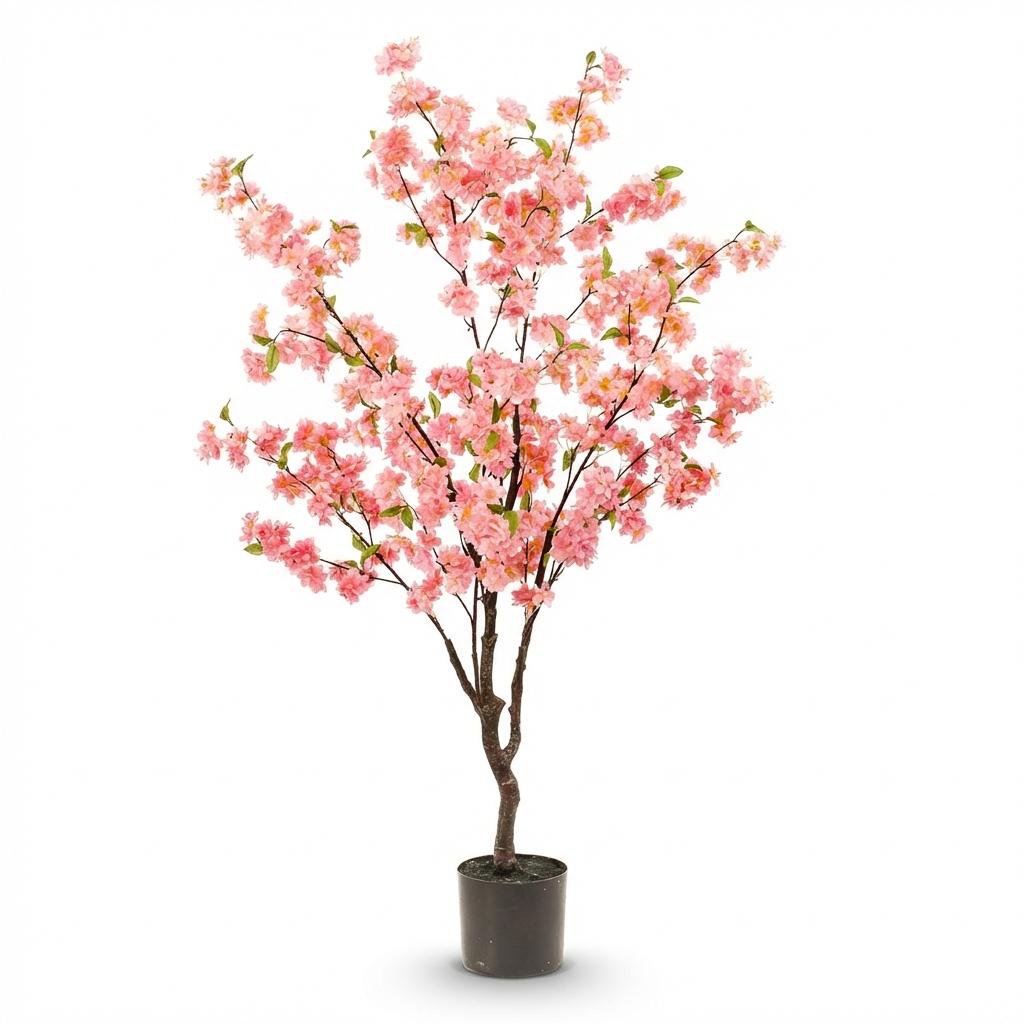 Plante artificielle - Prunus - Fleur de cerisier - Rose - 135cm