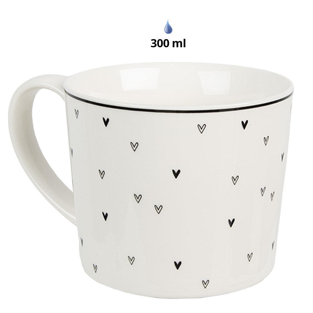 Mok 275 ml Wit Keramiek Hartjes Drinkbeker