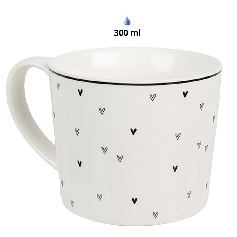 Mok 275 ml Wit Keramiek Hartjes Drinkbeker