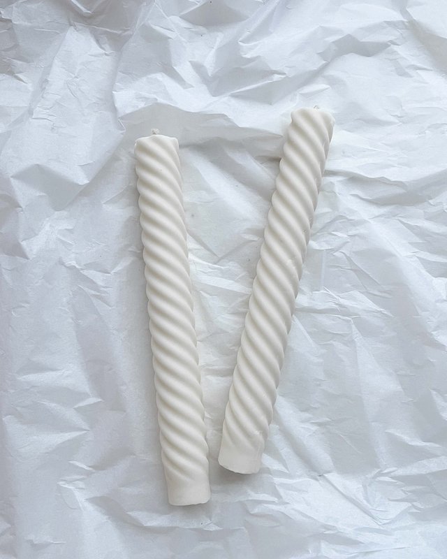 Candela conica a spirale duo (bianco sporco) | candela per la cena