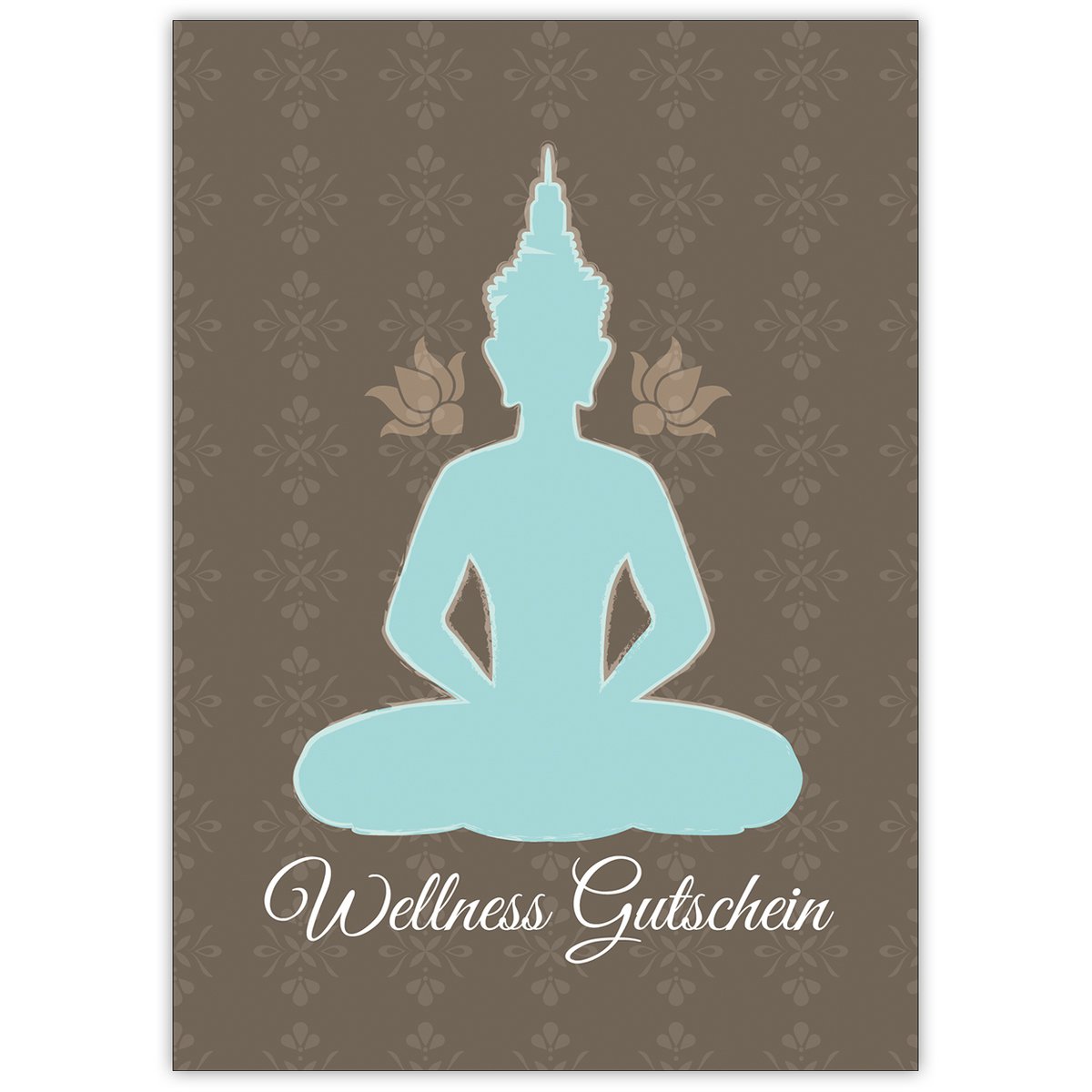 Relaxing wellness voucher card (blank) with a noble Buddha motif