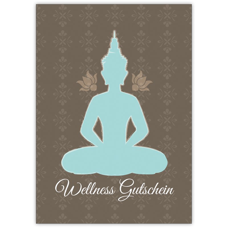 Relaxing wellness voucher card (blank) with a noble Buddha motif