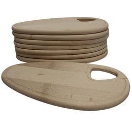 Wooden serving board with oval shape, available in 45x24x2cm size, suitable for serving drinks and appetizers.