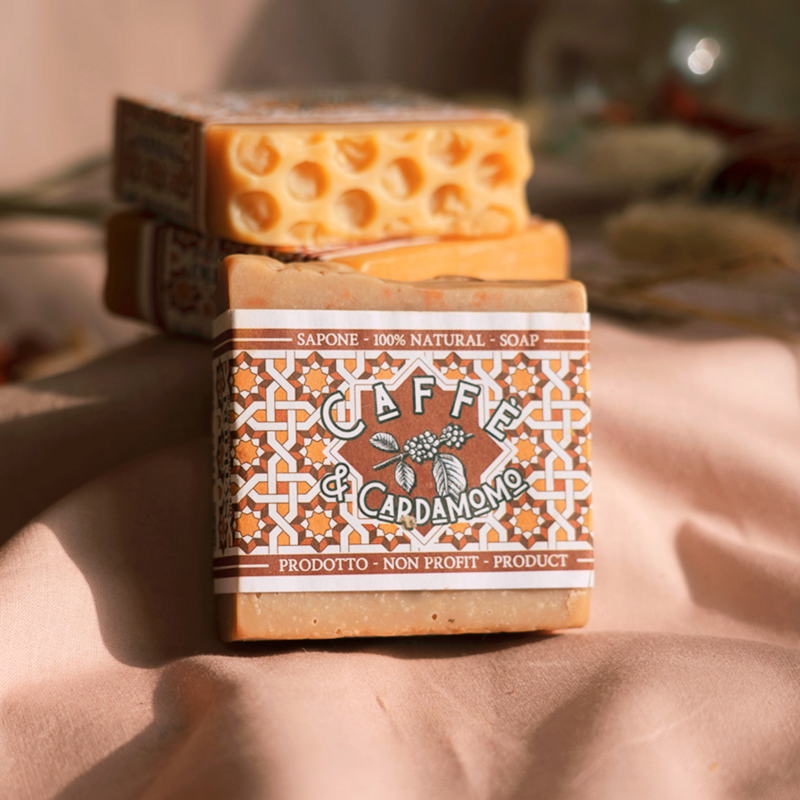 Cold-processed all-natural soap: Pomegranate, Coffee-Cardamon, Honey-Oats