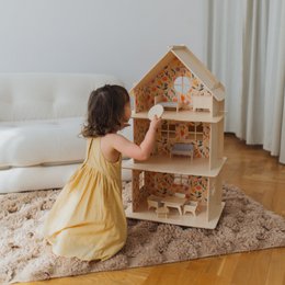 Frühlingsblume – Großer dreistöckiger Puppenhausbausatz aus Holz