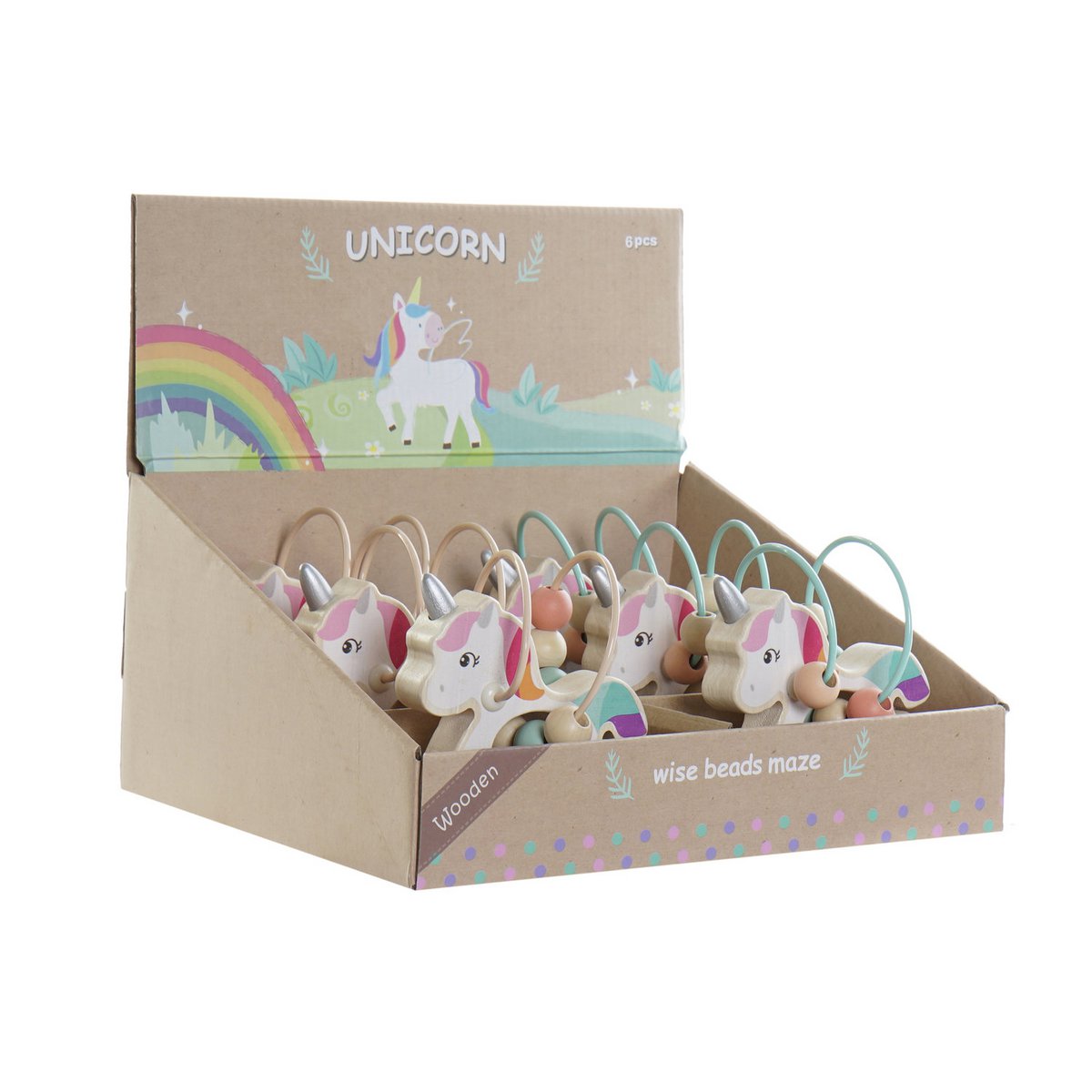 JOUET EN BOIS 12,5X8X12 LICORNE 2 ASSORTIMENTS. JE192086