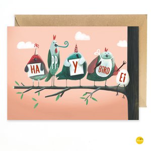 wenskaart happy bird ei (gevouwen)