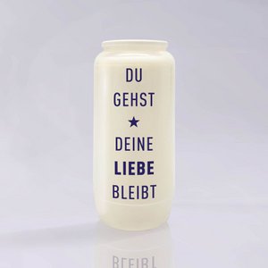 Grave light, dark blue "YOU GO, YOUR LOVE STAYS", eternal light oil candle 14 x 6.5 cm