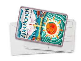 Cartolina in latta da viaggio 10x14 cm Svizzera Adelboden 4500 piedi Insegna decorativa