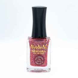 Shimmering pink nail polish with a vibrant, glittery finish. Suitable for lips and nails.