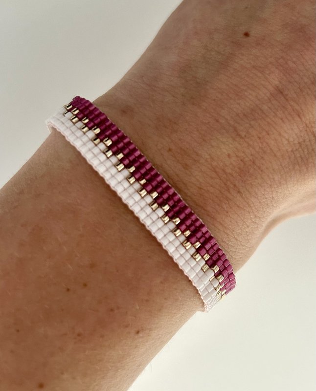 Bracelet miyuki beads white/pink