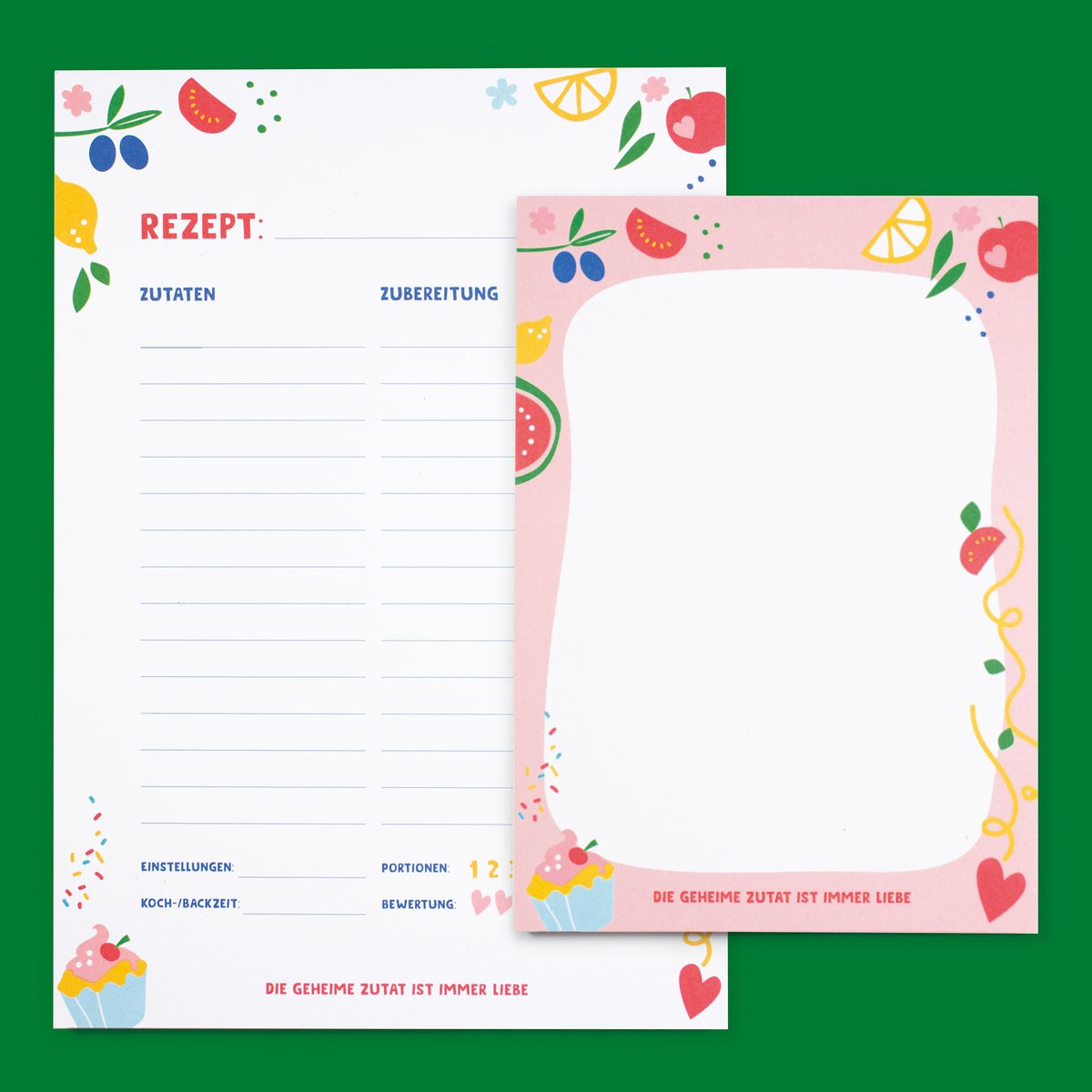 Block - recipes - "The secret ingredient is always love" from recycled paper