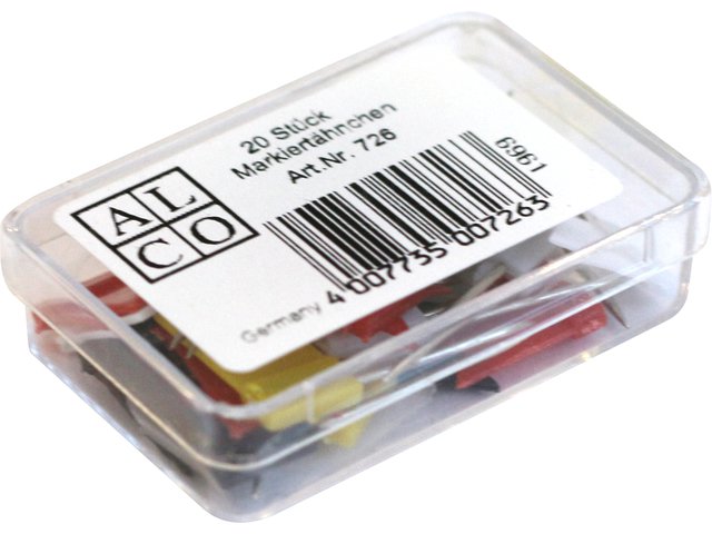 Bandiere segnaletiche Alco scatola plastica assortita da 20 pz. 35 mm di lunghezza e bandiera 18x10 mm