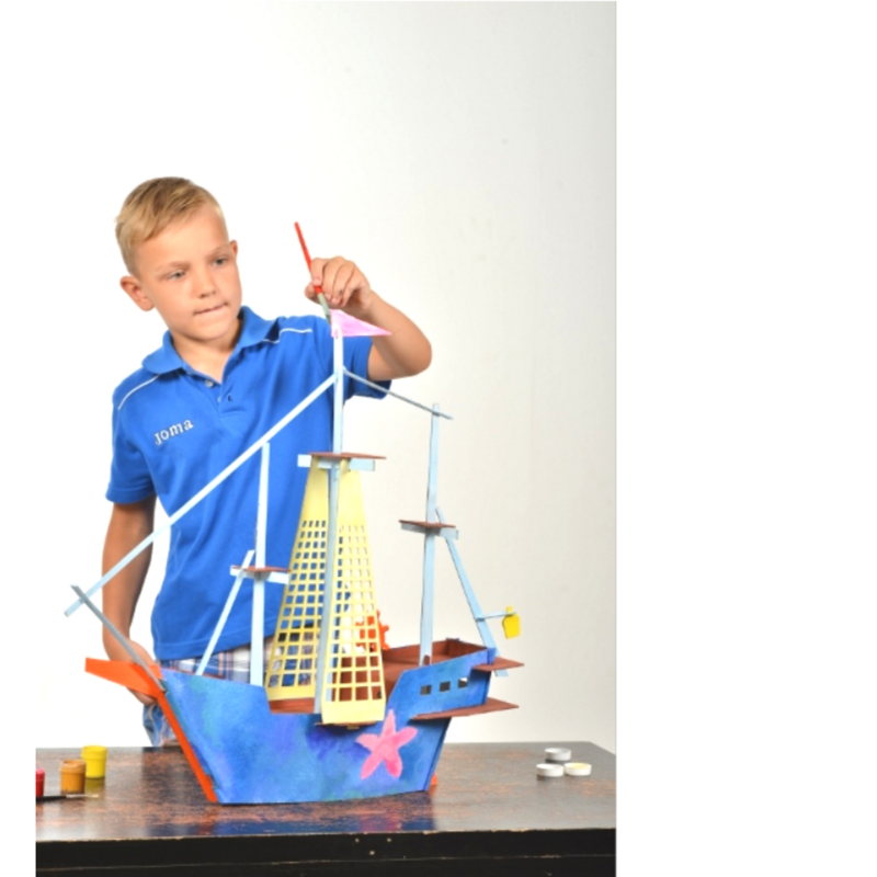 Maqueta de Barco de Cartón, juguete para construir y pintar, DIY, 3D, blanco, 7+ años
