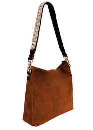 SAC BOHO IBIZA - Bandoulière Rose (70cm) + Sac en daim (Cognac)