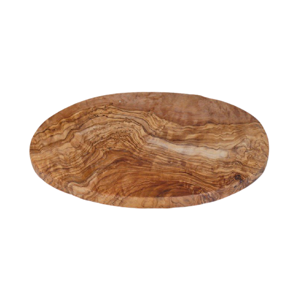 Planche à petit-déjeuner ovale 24 cm en bois d'olivier