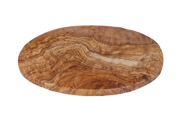 Planche à petit-déjeuner ovale 24 cm en bois d'olivier