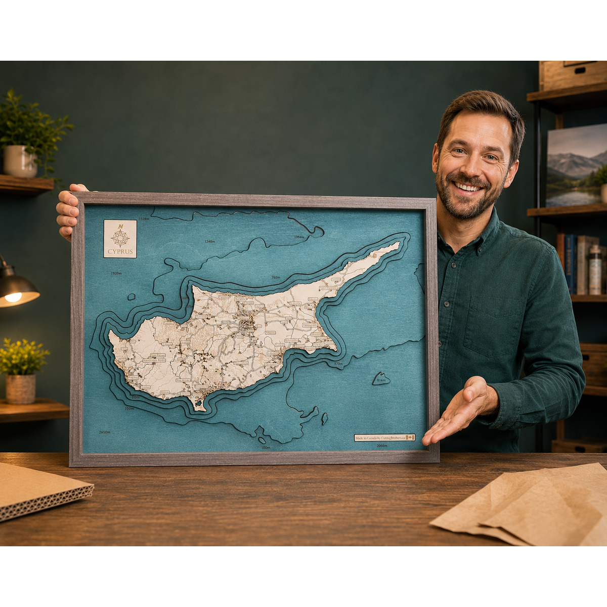 CYPRUS - 3D wooden wall map - version L