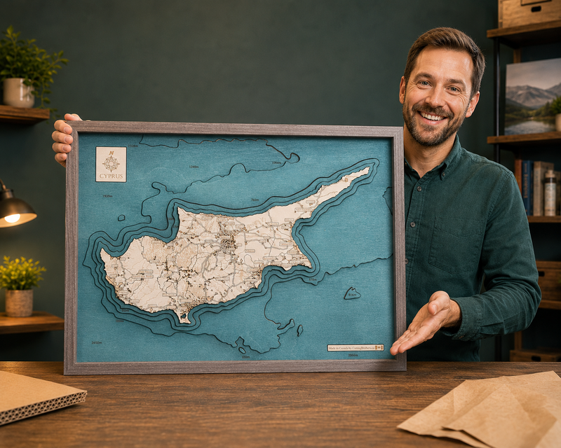 CYPRUS - 3D wooden wall map - version L