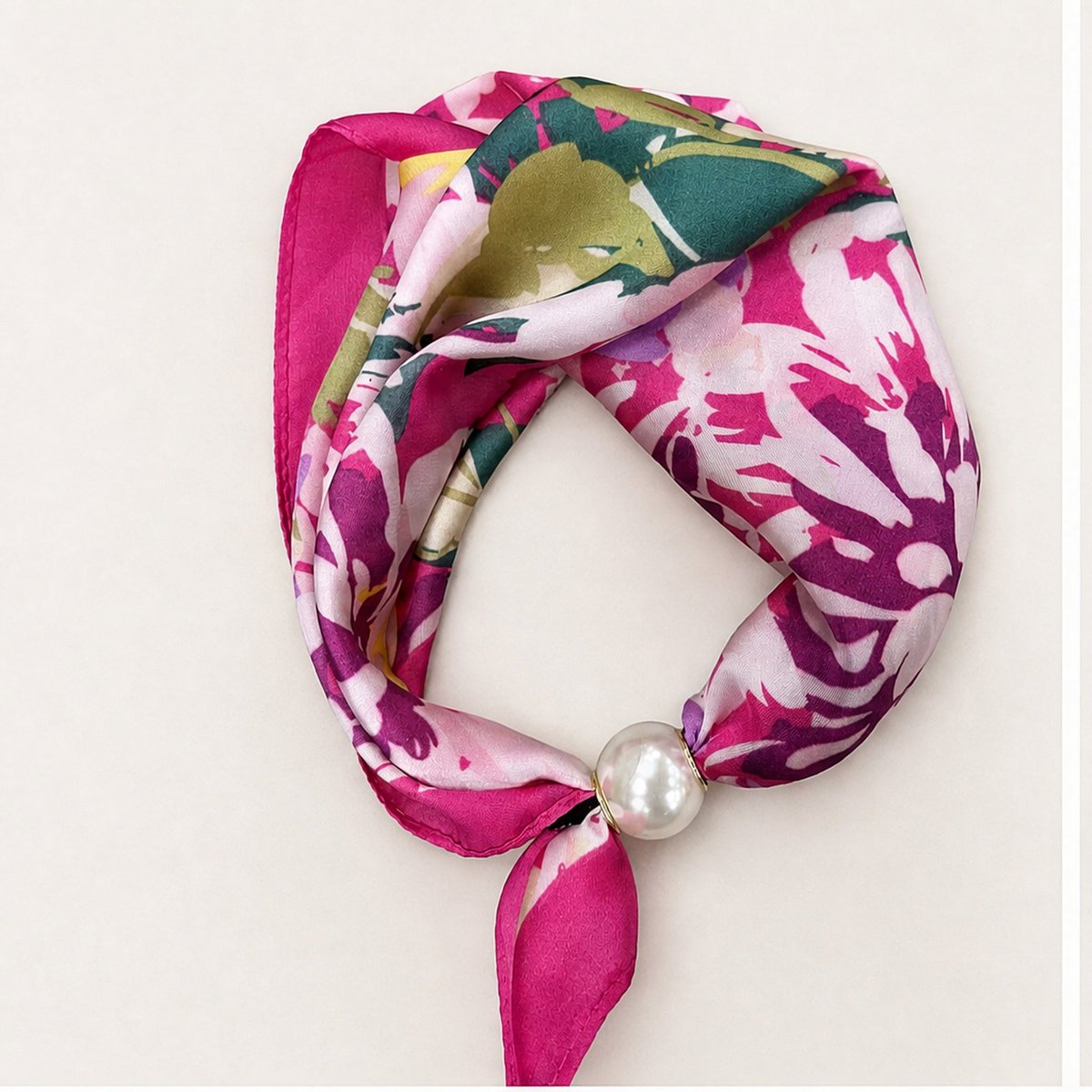 Fuchsia Bloemenprint One Size Fuchsia