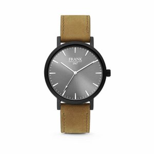 Lichtbruin lederen horloge met grijze wijzerplaat van Ø42 mm