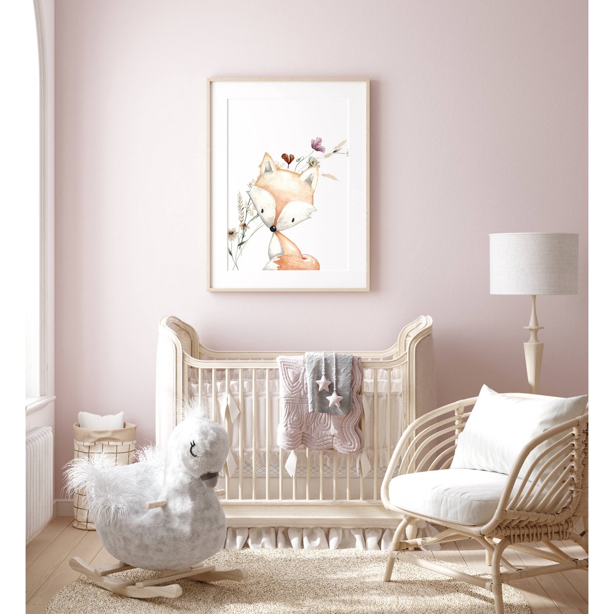Fuchs-Kinderzimmer-Druck, Fuchs-Plakat, Blumen-Kinderzimmer-Druck, niedlicher Fuchs-Druck, Wildblumen-Druck, Mädchen-Kinderzimmer-Poster, Mädchenzimmer