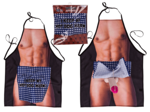 Küchenschürze, Männerkörper mit Plüschpenis,