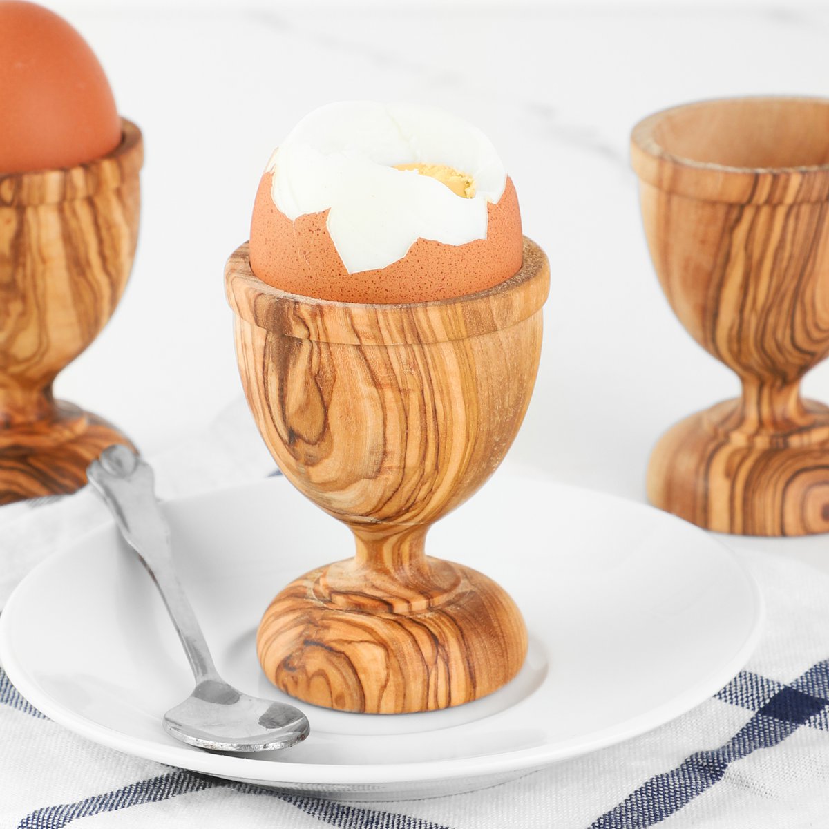 Handmade Olive Wood Egg Cup | Rustic Boiled Egg Holder