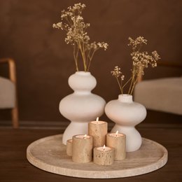 Travertin fyrfadslysholder S Ø6x4cm