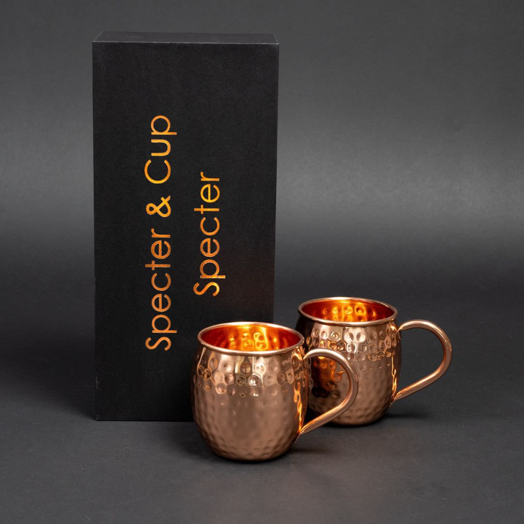 Juego de tazas de cobre Moscow Mule Spectre - 2 tazas Moscow Mule (martilladas, 500 ml)