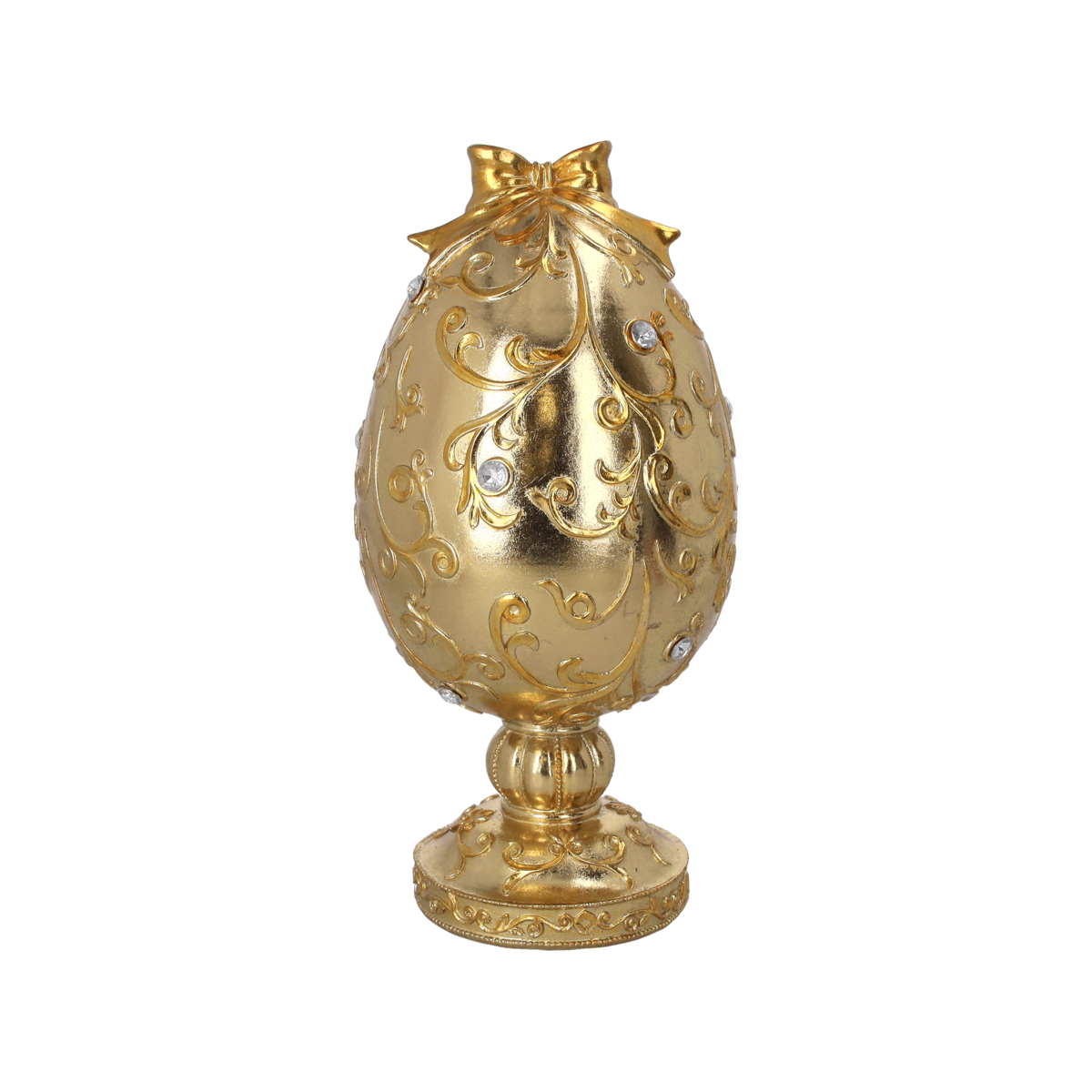 Gold resin decorative egg with rhinestones H30 D15