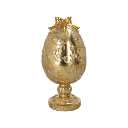 Gold resin decorative egg with rhinestones H30 D15