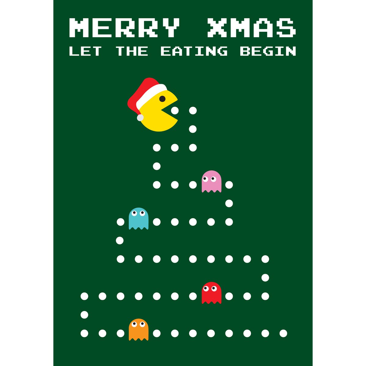 Julekort pac man lad spisningen begynde