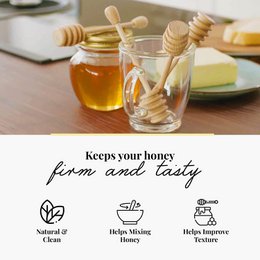 Set of 4 Wooden Honey Spoons - Honey Dipper 15 cm
