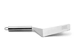 Pallet knife with serrated edge made of stainless steel