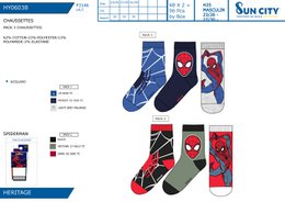 Partia 96 jednostek | Zestaw 3 skarpetek Spiderman dla dzieci | Oficjalnie licencjonowane produkty | Grupa SUN CITY